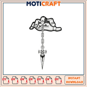 Hand Holding Dagger Embroidery Design