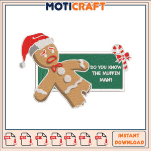 Gingerbread Man Muffin Man Embroidery Design