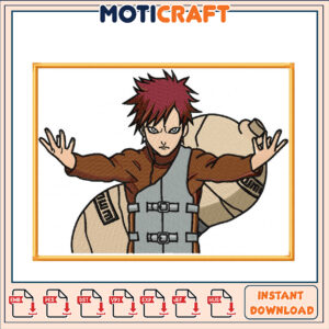 Gaara Embroidery Design Instant Download for Fans 50x55