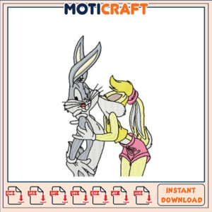 Funny Bunny Love Embroidery Design Instant Download Pattern