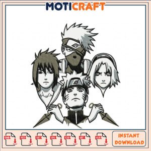 Four Character Embroidery Design Instant Download Template