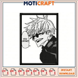 Embroidered Design You Cryin Anime Character Downloadable File