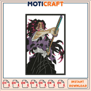 Dynamic Samurai Character Embroidery Design Instant Download