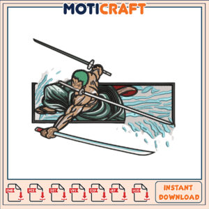 Dynamic Samurai Embroidery Design Instant Download File