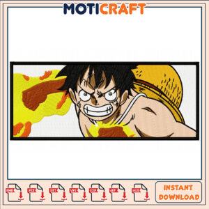 Dynamic Luffy Embroidery Design for Instant Download Files