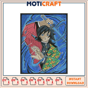 Dynamic Embroidery Design of Warrior with Sword Downloadable