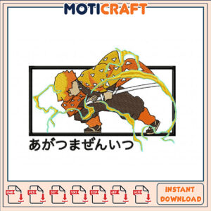 Dynamic Anime Style Embroidery Design for Instant Download