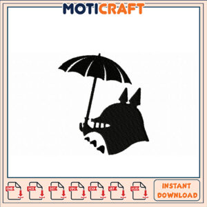 Dog with Umbrella Embroidery Design Instant Download