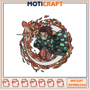 Demon Slayer Embroidery Design for Instant Download Fun