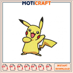 Cute Pikachu Embroidery Design Instant Download for Crafts