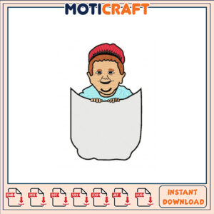 Cute Kid Peek Embroidery Design