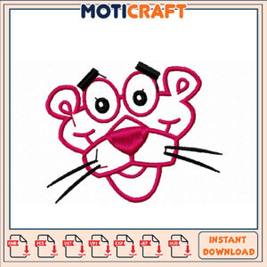Cute Cartoon Pink Panther Embroidery Design Instant Download