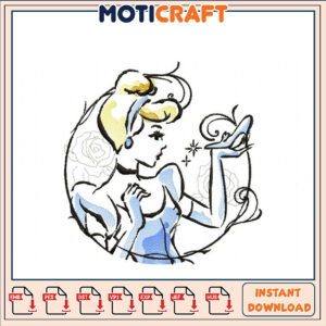 Cinderella Embroidery Design Instant Download
