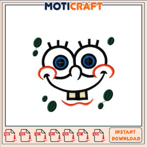 Cheerful Sponge Cartoon Embroidery Design Instant Download