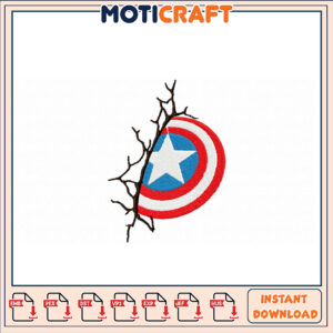 Captain America Shield Embroidery Design Instant Download
