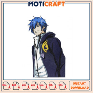 Blue Haired Character Embroidery Design Instant Download File