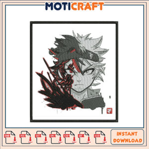 Black Clover Asta Embroidery Design Instant Download