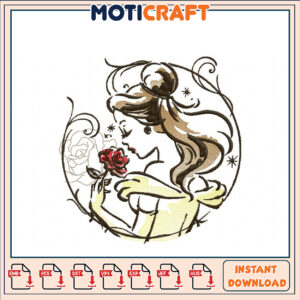 Belle Embroidery Design Instant Download