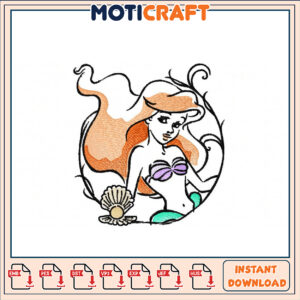 Ariel Mermaid Embroidery Design