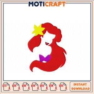 Ariel Embroidery Design Instant Download