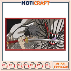 Anime Sword Fight Embroidery Design Instant Download File