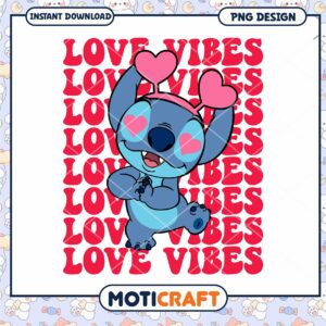 Stitch love vibes png, Stitch Angle couple png, valentine png