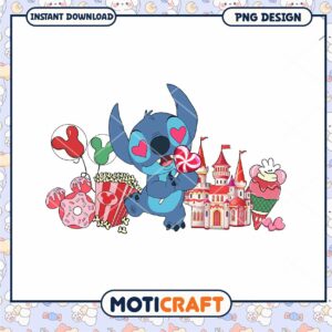Stitch valentine candy png, Stitch character png, valentine png