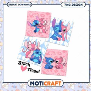 Stitch love Angle png, Stitch Angle couple png, valentine png