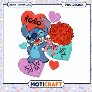 Stitch character heart shape png, disney valentine png