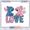 Stitch Angel love png, disney valentine png, valentine png