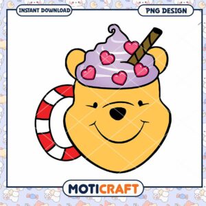 Pooh love drink png, winnie the pooh png, valentine png