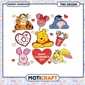 Pooh happy valentine png, disney character png, valentine png