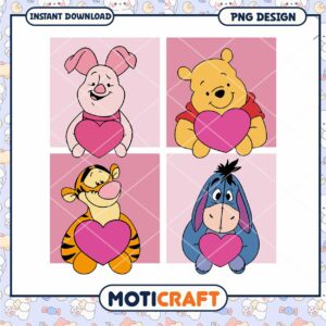 Pooh and friends png, winnie the pooh png, happy valentine png