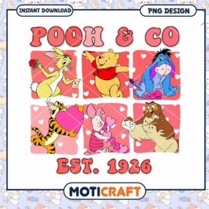 Pooh and co est 1926 png, disney character png, valentine png