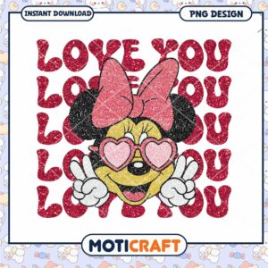 Minnie love you png, minnie mouse character png, valentine png
