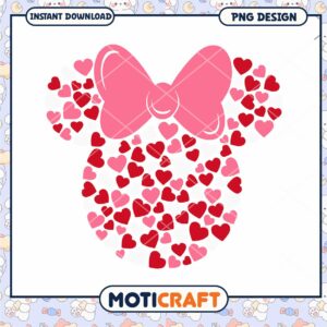Minnie head heart shape png, minnie mouse png, valentine png