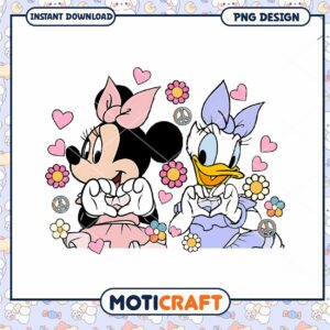 Minnie and Daisy love png, disney valentine png, valentine png