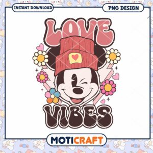 Mickey love vibes png, mickey mouse png, happy valentine png