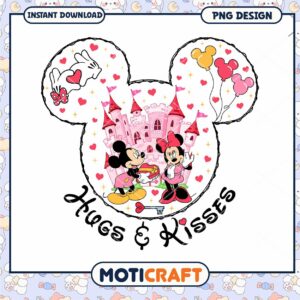 Huge and Kisses png, Mickey and Minnie png, disney valentine png