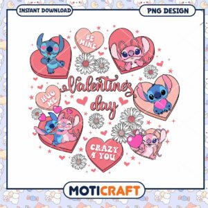 Happy valentine's day png, Stitch Angle couple png, valentine png