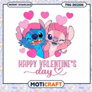 Happy valentine's day png, Stitch And Angle png, disney valentine png