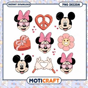 Happy valentine disney couple png, mickey and minnie png