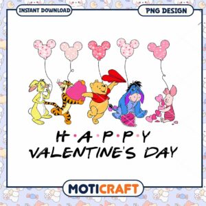 Happy valentine day png, winnie the pooh png, disney png