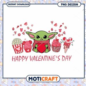 Happy valentine day png, baby yoda character png, valentine png