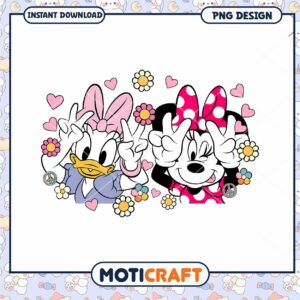 Happy valentine day png, daisy and minnie png, valentine png