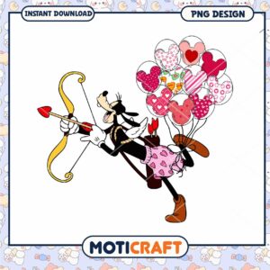 Goofy cupid png, mickey balloon png, happy valentine png