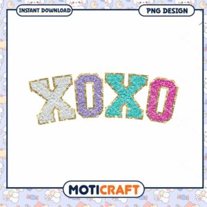 Glitter xoxo png, font design png, happy valentine png