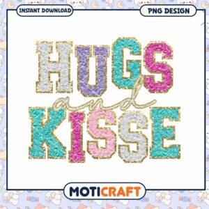 Glitter huge and Kisses png, font design png, happy valentine png