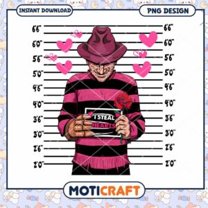 Freddy steals hearts png, horror character png, valentine png