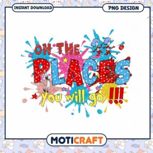 Oh the places you will go colorful png, Dr.Seuss characters png